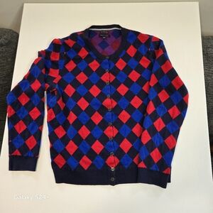 Womens Harlequin Sweater - Red and Blue